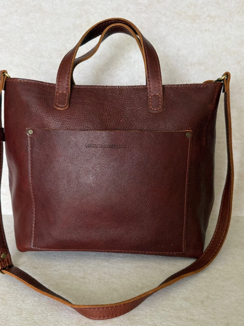VGUC Portland Leather Goods PLG Medium Crossbody Tote with Zipper in Nutmeg